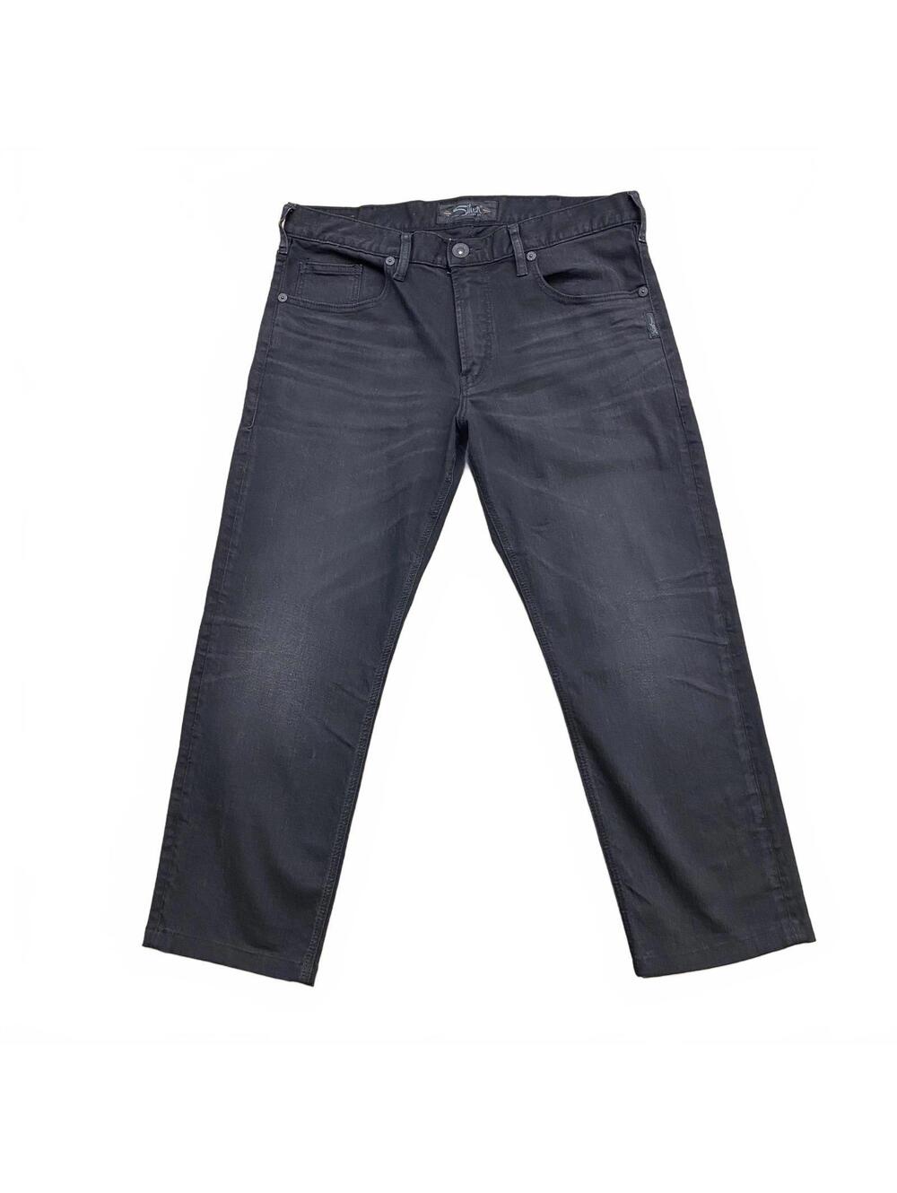 Silver Jeans Co Eddie W34 L26 Hemmed Black Dark Wash Relaxed Tapered Men's Jeans